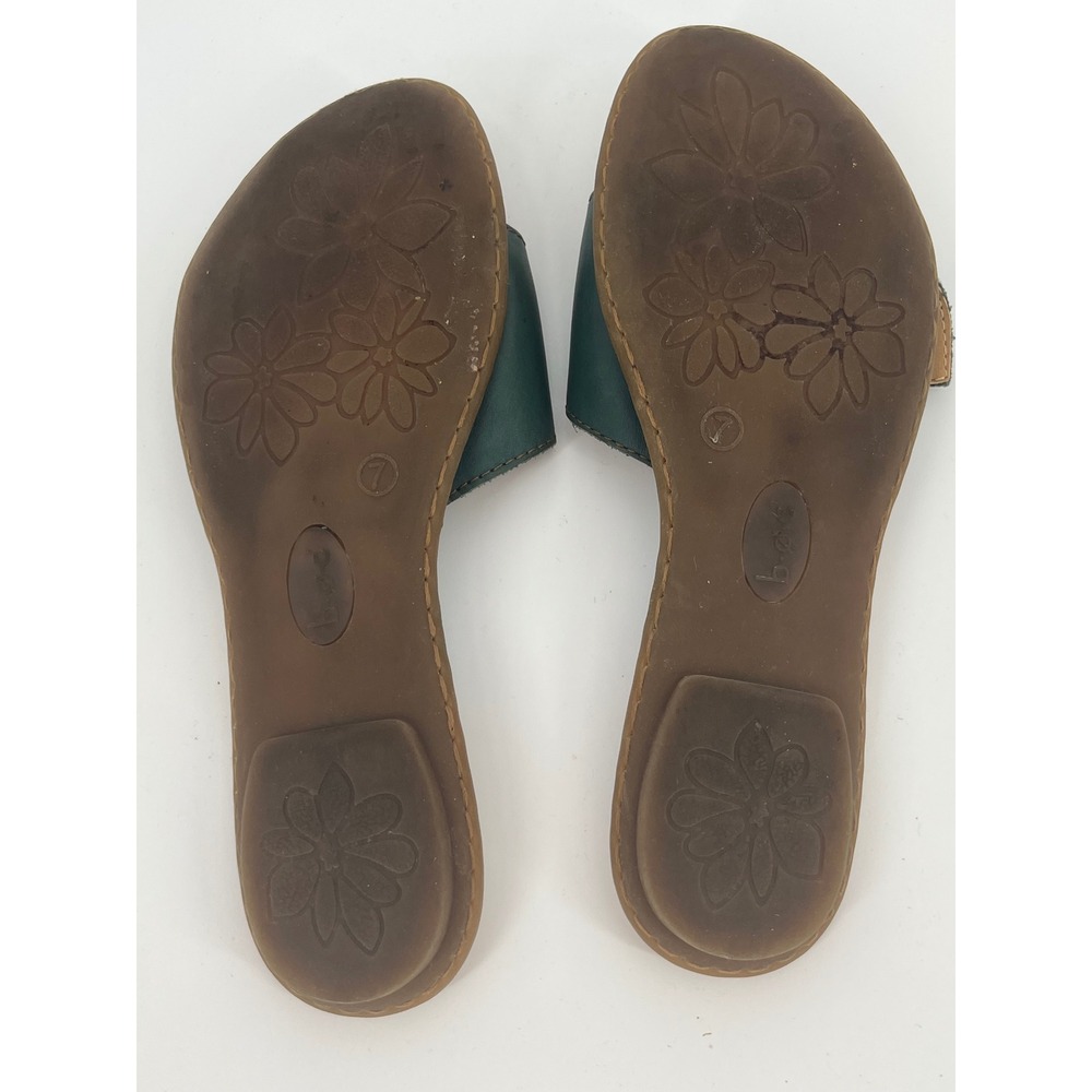 B.O.C. Born Concept Slide Sandal Women 7 Green Leather Buckle Slide Flat Comfort - Picture 8 of 10